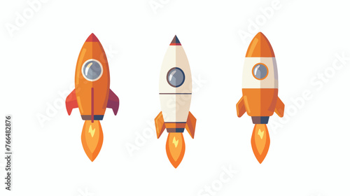 Orange Cute Vintage Rocket. flat vector isolated on white