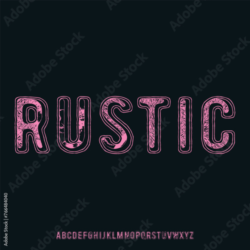 rustic rugged condensed font typeset vector
