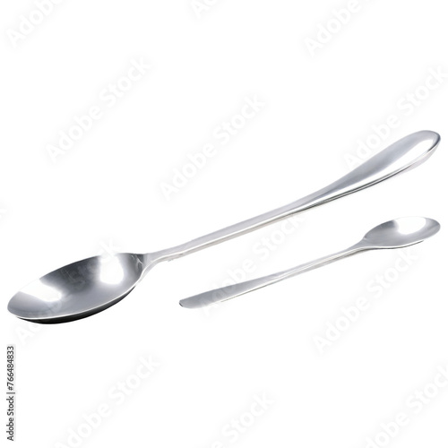 stainless steel spoon. The object is isolated on a transparent background