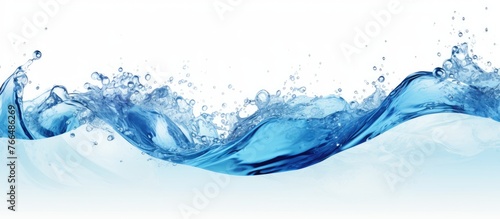 A detailed, up-close view of a powerful wave of water captured against a plain white background