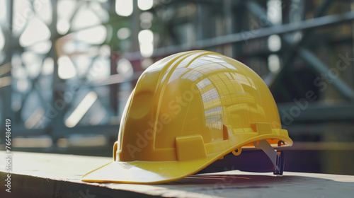 Yellow Construction Helmet: Safety First. Generative AI
