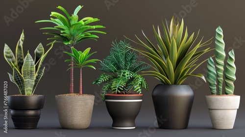 Group of different types of house plants. Suitable for home decor ideas