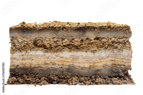 A slice of cake with a brown crust and a light brown center,isolated on white background or transparent background. png cut out or die-cut