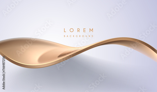 Abstract golden waved shape on white background