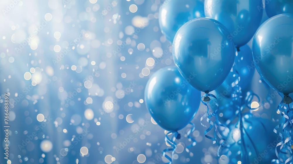 Colorful blue balloons floating in the air, ideal for celebrations and events Colorful blue balloons floating in the air, ideal for celebrations and events