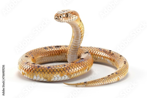 Close up of a snake on a white surface, perfect for educational materials or wildlife themes © Fotograf