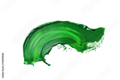 A green paint brush stroke on a white background isolated on white background or transparent background. png cut out or die-cut