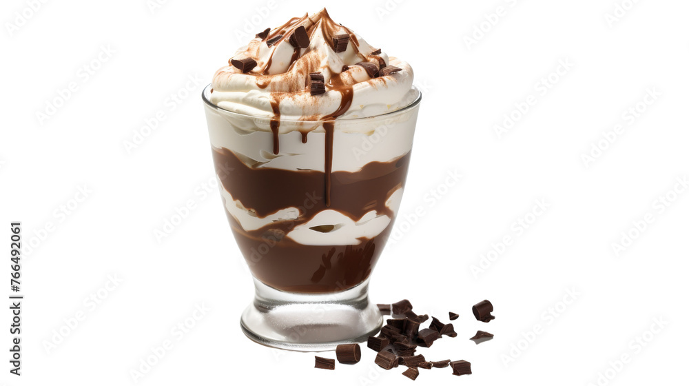 A glass overflowing with rich chocolate and pillowy whipped cream A glass overflowing with rich chocolate and pillowy whipped cream