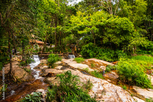 Beautiful waterfall in tropical nature jungle in Chiang Mai Thailand.