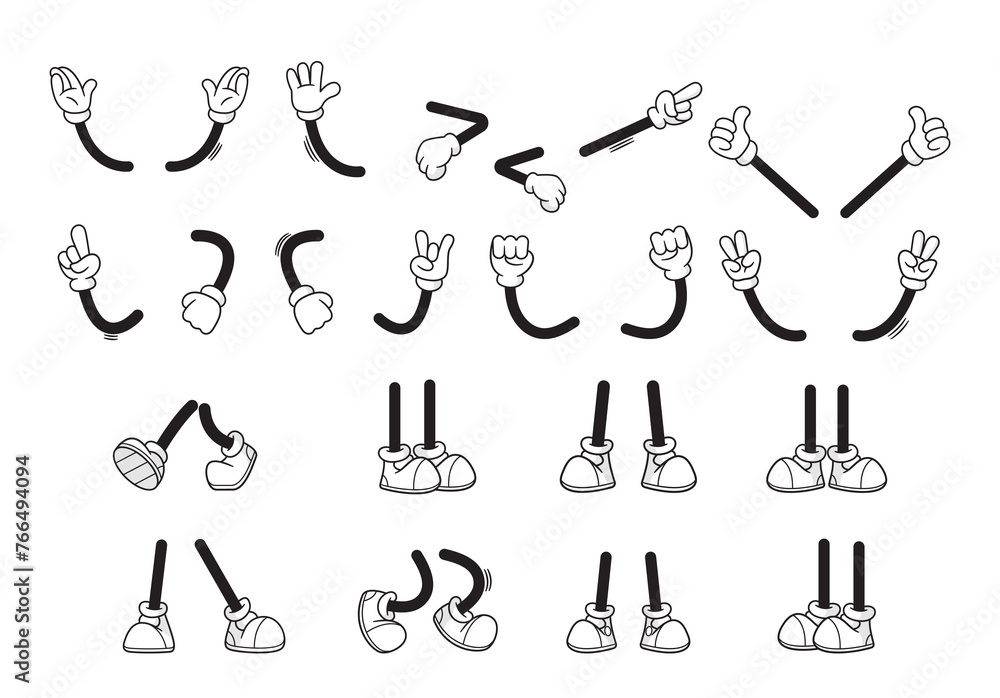 custom made wallpaper toronto digitalVector Set of Retro Cartoon Legs in Footwear and gloved Arms Animation Gestures. Feet And Hands Poses