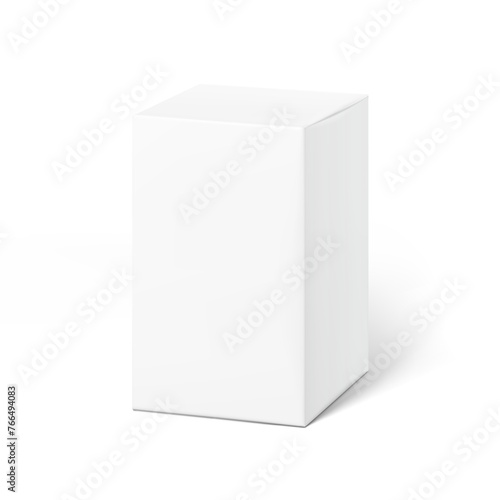 Realistic cardboard box mockup. Vector illustration isolated on white background. Half side views. Can be use for food, cosmetic, pharmacy, sport and etc. Ready for your design. EPS10.
