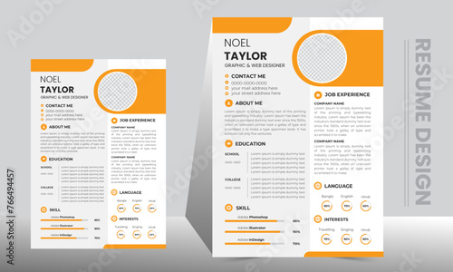 Professional Clean and modern resume or cv design template 