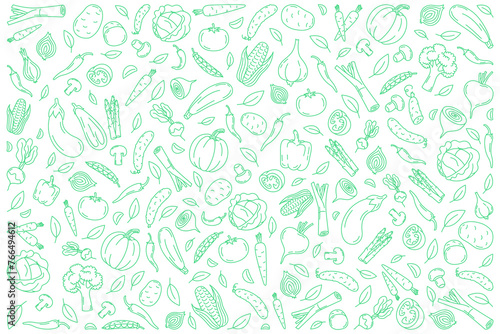 Vegetables  pattern. Illustration for backgrounds, card, posters, banners, Eat healthy. Vector icons.