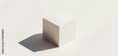 An isometric image of a cube on a white background, light shadow, simple, high quality.