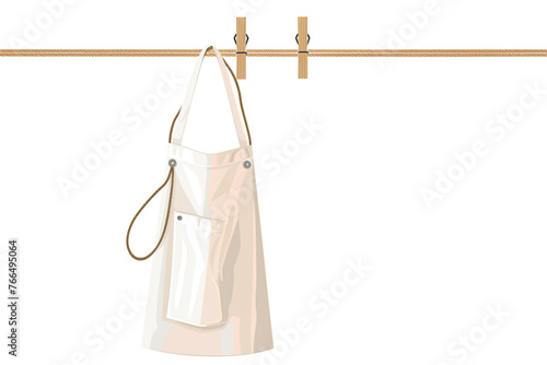 aprom branding hanging in clothespin vector illustration designisolated on solid white background. photo