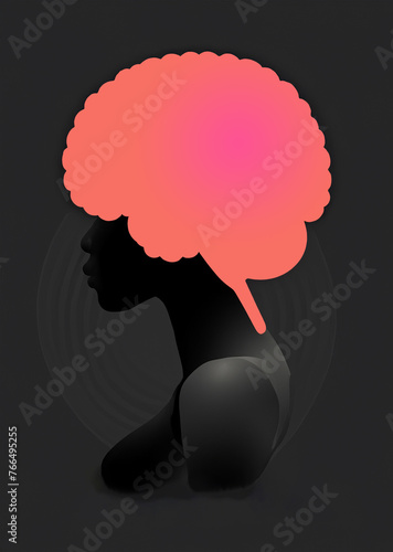 cerveau rose sur l'ombre d'une femme comme une coiffure en ia photo