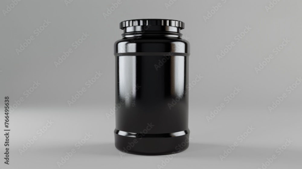 Black plastic bottle with lid, versatile product packaging Black plastic bottle with lid, versatile product packaging