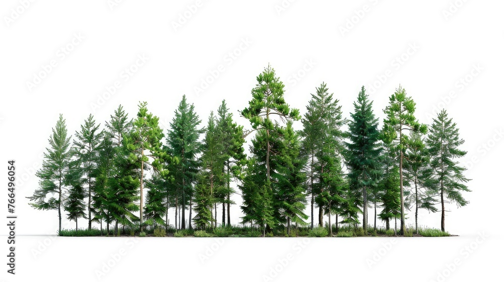 A group of trees standing in the grass. Suitable for nature and outdoor themes