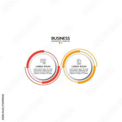 Business infographics template. Timeline with 2 steps,  options, and marketing icons. Vector linear infographic elements. © Aphichart