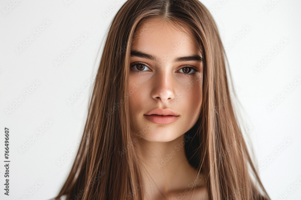 Beautiful model girl with shiny brown and straight long hair . Keratin straightening . Treatment, care and spa procedures. Beautiful model girl with shiny brown and straight long hair . Keratin straightening . Treatment, care and spa procedures.