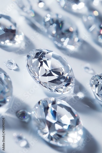 Sparkling diamonds arranged on a white background. Perfect for luxury and jewelry concepts