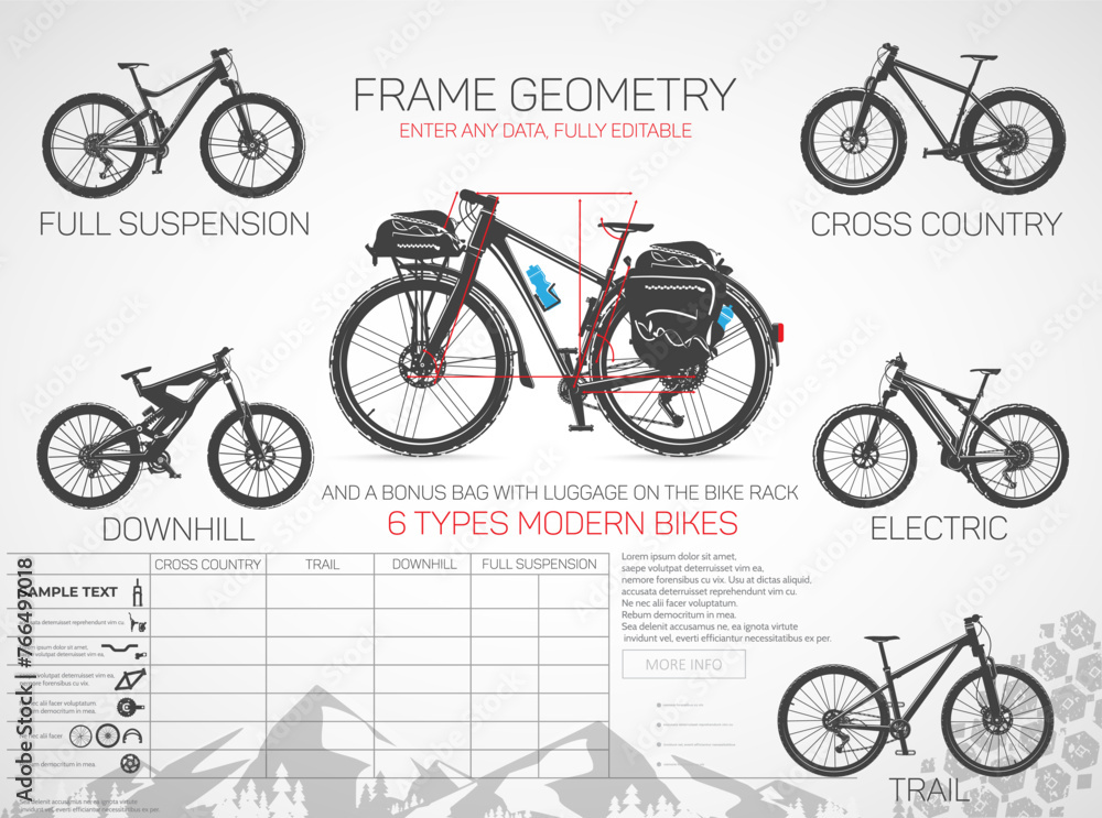 Fototapeta premium Sports bicycles, set.