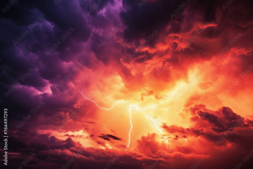 Fototapeta premium A stunnig flash in a thunderstorm sky.