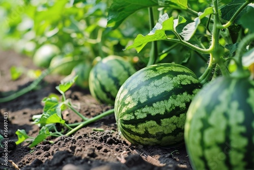 Growing watermelons in a home garden.