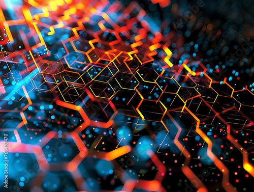 Abstract Cybernetic Hive Buzzing with Technological Intricacies.