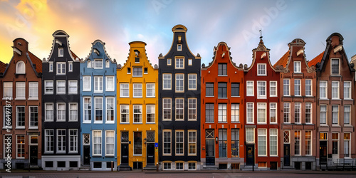 Amsterdam houses along the road background image