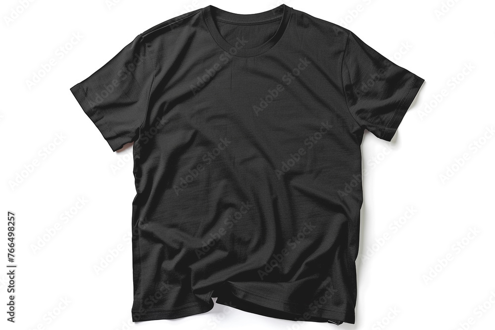 Black t-shirt, clothes on isolated white background.isolated on solid white background. Black t-shirt, clothes on isolated white background.isolated on solid white background.