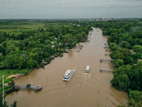 aerial View from the helicopter for Tigre, Buenos Aires, Argentina photo