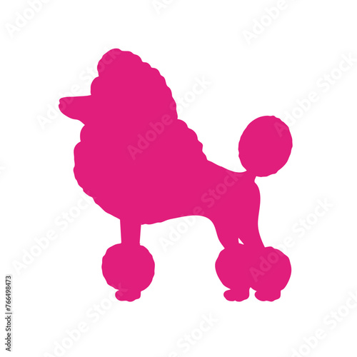 Poodle silhouette in pink color, cute dog - vector