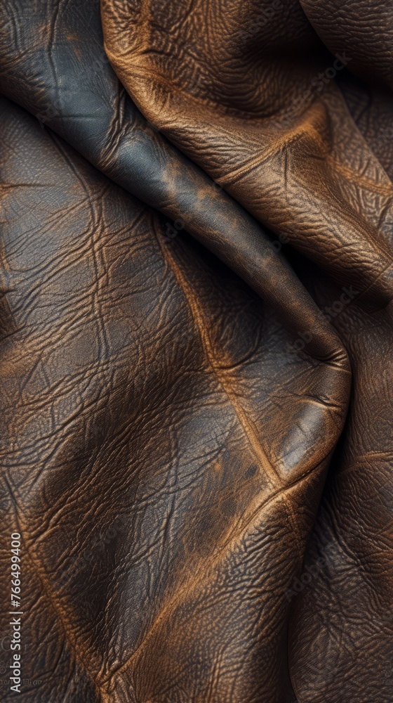 Close up of brown crumpled genuine leather Close up of brown crumpled genuine leather