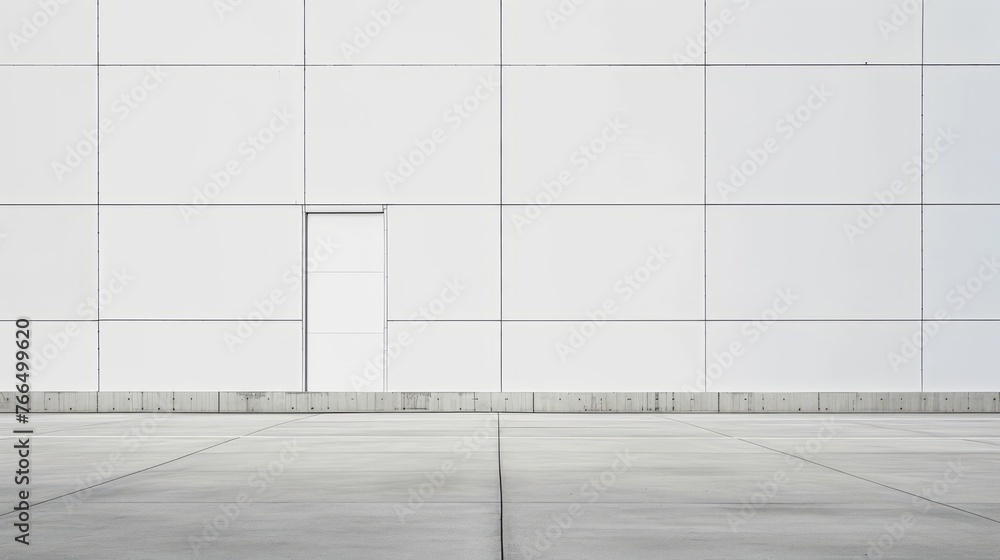 White wall with a door in the middle White wall with a door in the middle