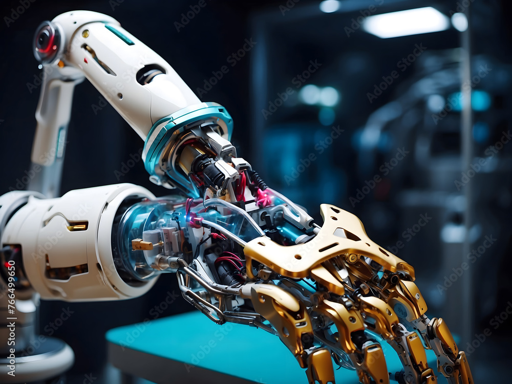 A future robot arm that carries out automated medical care for ...