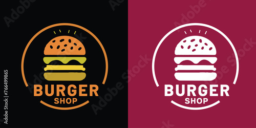 Vector burger shop logo template vector illustration of fast food logotype
