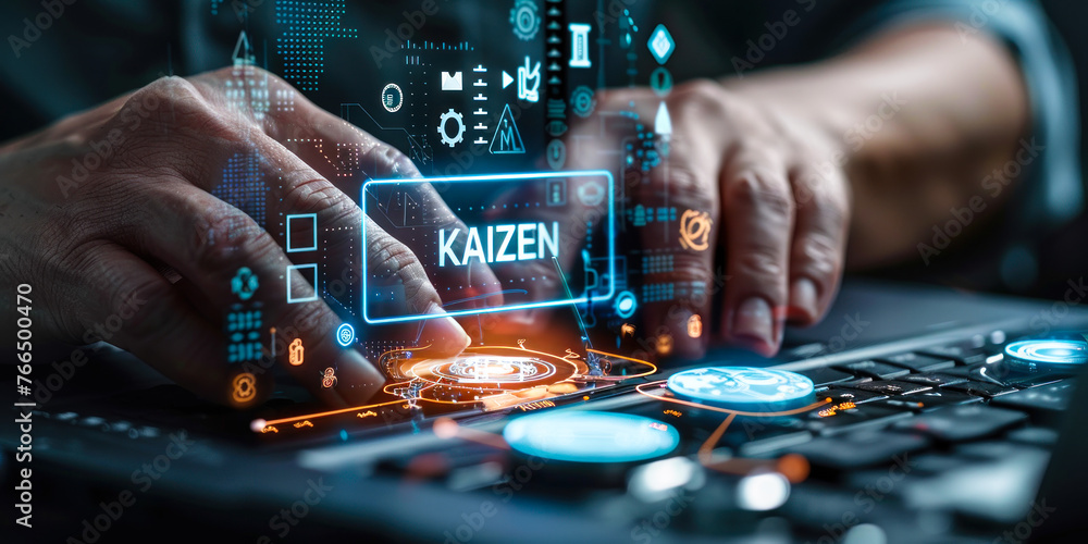Continuous Improvement and Efficiency Enhancement with KAIZEN Philosophy Displayed on Interactive Digital Interface Continuous Improvement and Efficiency Enhancement with KAIZEN Philosophy Displayed on Interactive Digital Interface