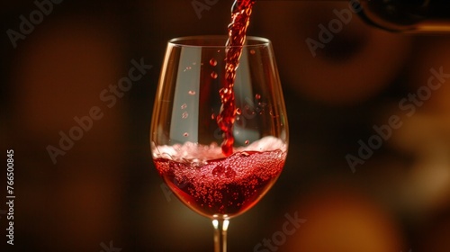 Close-up of red wine being poured into a glass