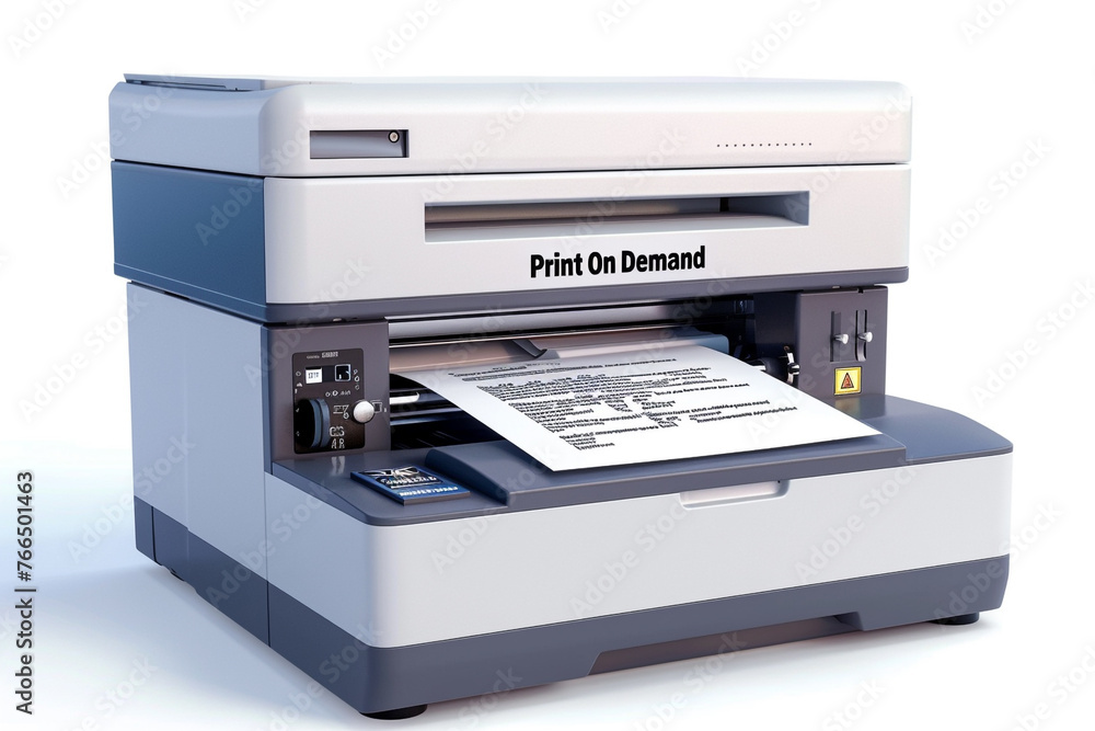 A compact laser printer ready to produce documents. A compact laser printer ready to produce documents.