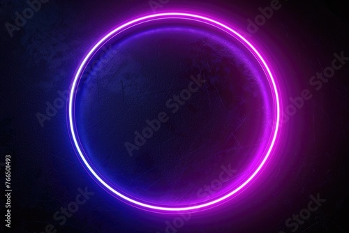 Vibrant purple and blue neon circle on a dark background. Perfect for futuristic designs