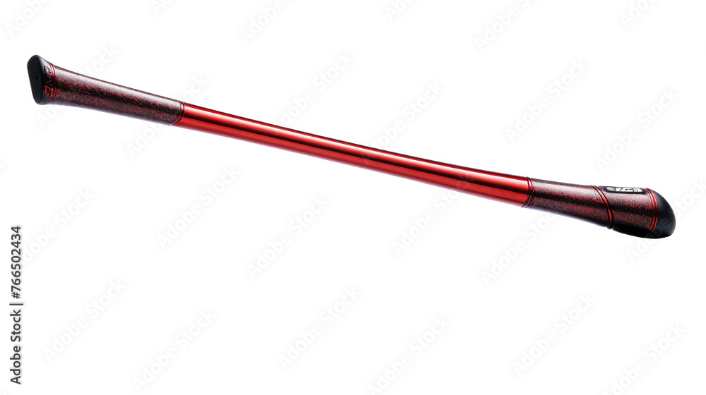 A vibrant red handlebar stands boldly against a pristine white background A vibrant red handlebar stands boldly against a pristine white background