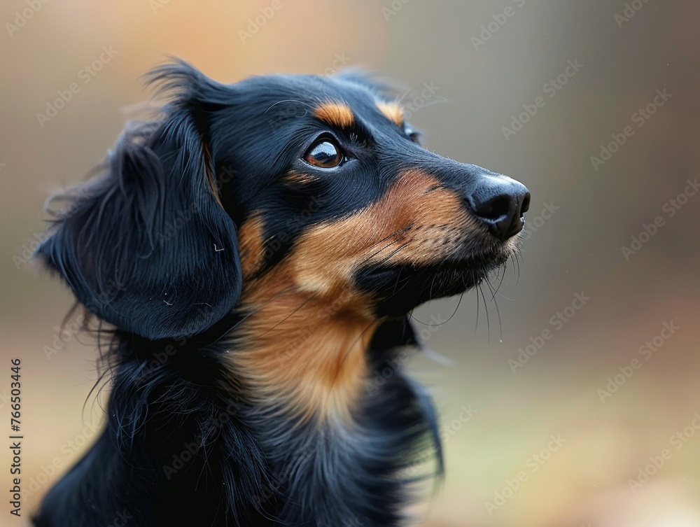 Silhouette of Charm A Dachshunds profile in closeup, highlighting its unique body shape and endearing features, set against a soft, dreamy background , close up Silhouette of Charm A Dachshunds profile in closeup, highlighting its unique body shape and endearing features, set against a soft, dreamy background , close up