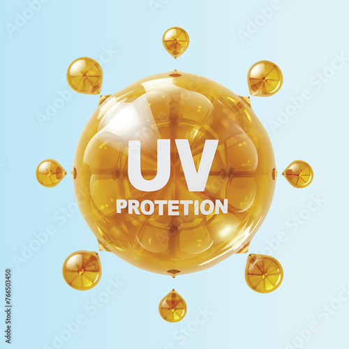 UV protection UV radiation  ultraviolet sunblock icon eps vector design, Isolated on light background