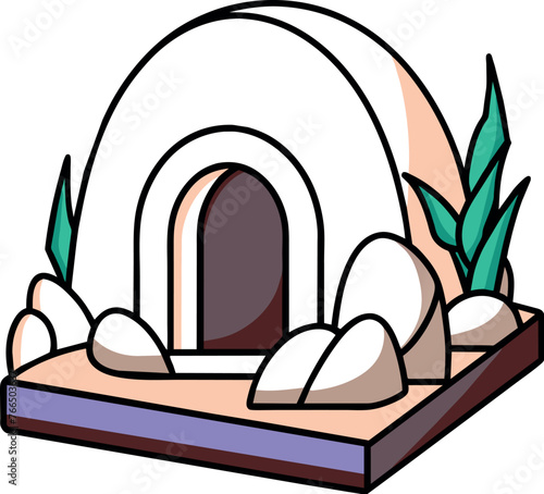 Leeres Grab, Christliche Ostern – Vektor Art coloriert - für Powerpoint, Schule, Universität, Briefe 