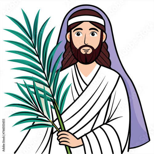 Jesus Palmsonntag - Christliche Ostern -  Vektor Art coloriert - für Powerpoint, Schule, Universität, Briefe 