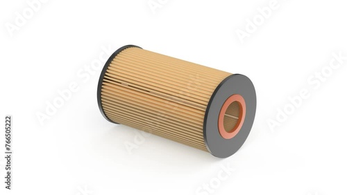 Automotive oil filter cartridge on white background 