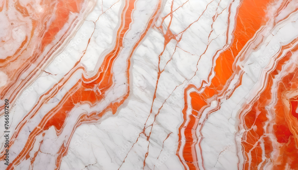 White and red marble wallpaper background texture. White-orange marble stone wall structure