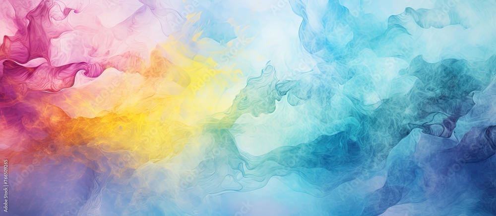 Vivid and colorful smoke swirling in a close-up view, creating a mesmerizing and abstract pattern