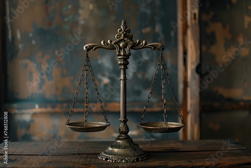 Maintaining Balance in Work and Life with Vintage Scales of Justice Symbolism